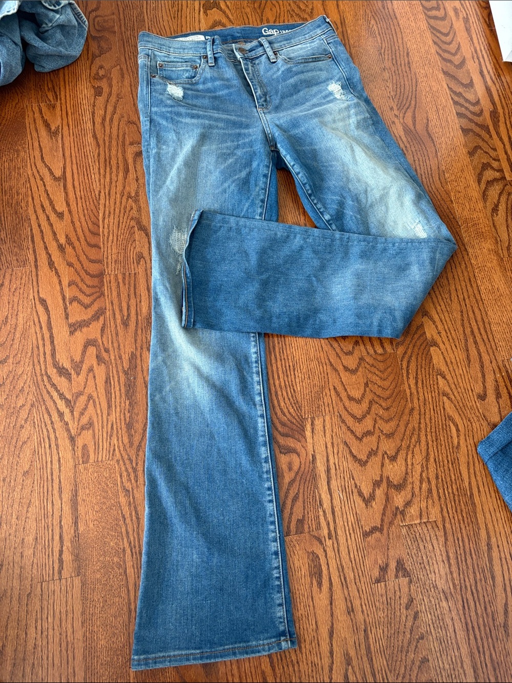GAP Women's Medium Blue Flare Jeans with Light Distressing